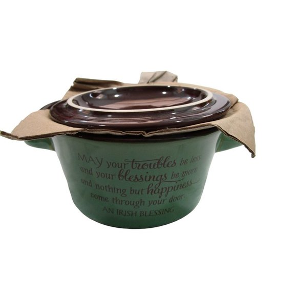 Irish Blessing Covered Soup Stew Bowl Handles Ceramic Spoon New No Box Jozie B - Picture 13 of 15
